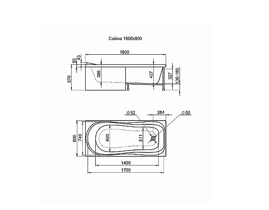 Ванна Alex Baitler Saima 180х80 купить в интернет-магазине Sanbest