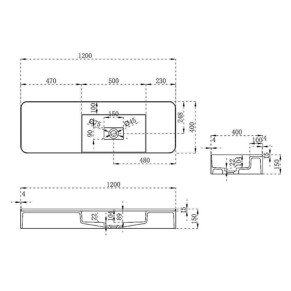 Раковина подвесная Vincea 120 VWB-6S412MW белая матовая купить в интернет-магазине Sanbest