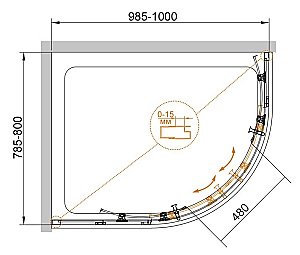 Душевой уголок Cezares Eco 80х100 ECO-RH-2-100/80-C-Cr стекло прозрачное/профиль хром купить в интернет-магазине Sanbest