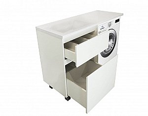 Тумба с раковиной Эстет Dallas Luxe 130 напольная 2 ящика, белая для ванной в интернет-магазине Sanbest