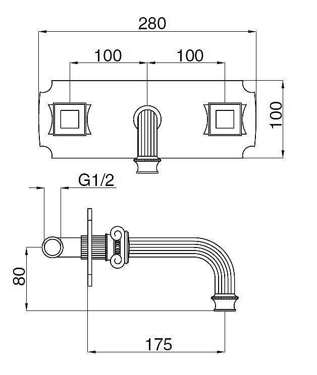 Смеситель для раковины Cezares APHRODITE-BLS2-03/24-S1 золото купить в интернет-магазине сантехники Sanbest