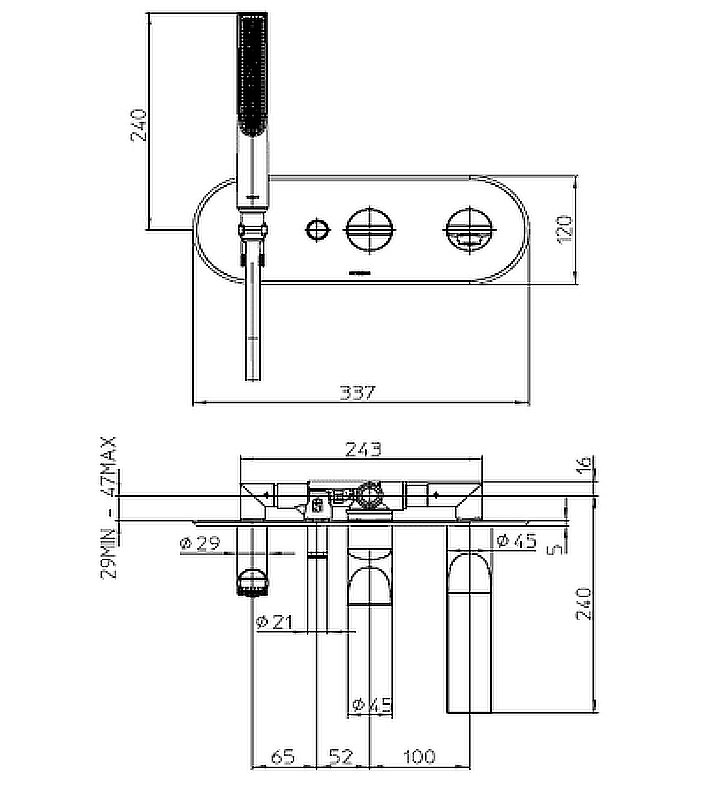Смеситель для ванны Bossini Apice Z00555.030 хром купить в интернет-магазине сантехники Sanbest