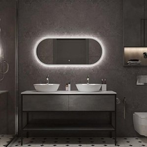 Зеркало с подсветкой Art&Max BARI AM-Bar-500-1200-DS-F-White в ванную от интернет-магазине сантехники Sanbest