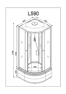 Душевая кабина Deto L 590 N 98733 90x90 купить в интернет-магазине Sanbest