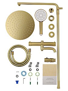 Душевая система с термостатом WONZON & WOGHAND STICK WW-88739903-BG брашированное золото купить в интернет-магазине сантехники Sanbest