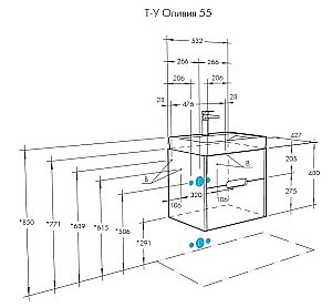 Тумба с раковиной Акватон Оливия 55 грей/дуб ойстер для ванной в интернет-магазине Sanbest