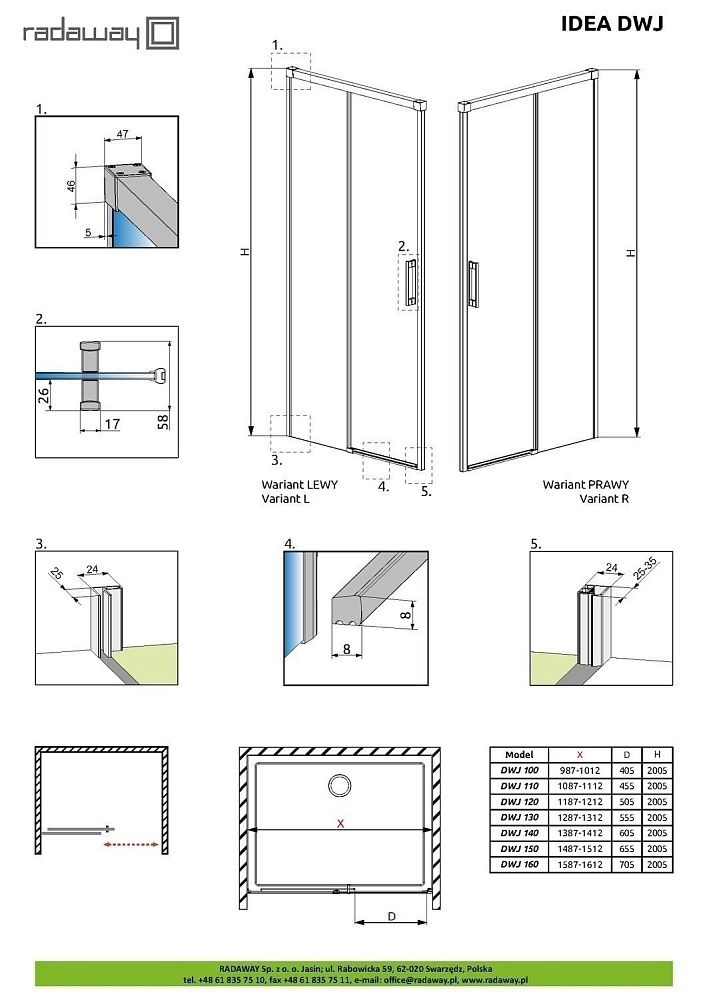 Душевая дверь Radaway Idea DWJ 110 купить в интернет-магазине Sanbest