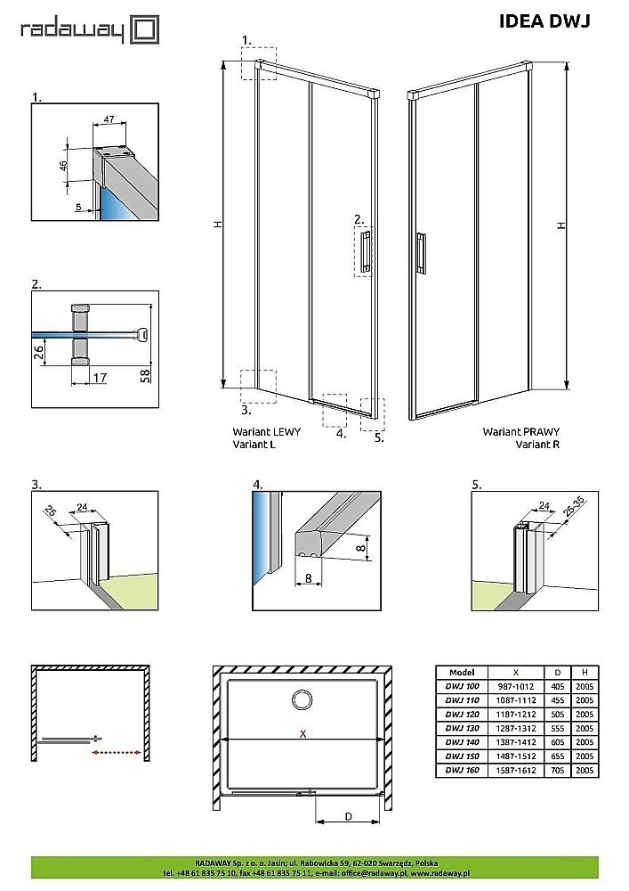 Душевая дверь Radaway Idea DWJ 110 купить в интернет-магазине Sanbest