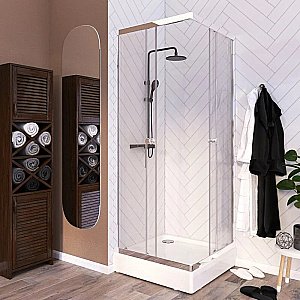 Душевой уголок Радомир Берген SQ 1-09-2-0-0-3480 100х100 профиль матовый хром/стекло прозрачное купить в интернет-магазине Sanbest