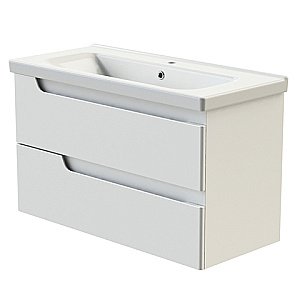 Тумба с раковиной Orange TOPLINE-Milano TP-MR100+RA белая глянец для ванной в интернет-магазине Sanbest