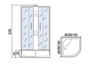 Душевая кабина Мономах С МЗ 43 80x80 без крыши купить в интернет-магазине Sanbest