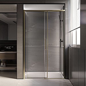 Душевая дверь Veconi Premium Trento PTD40-G-120-01-C4 прозрачная/профиль Брашированное золото брашированное купить в интернет-магазине Sanbest