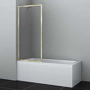 Шторка для ванны WasserKRAFT Abens 20W01-80 Brushed gold Fixed прозрачная/профиль золото купить в интернет-магазине Sanbest