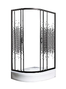 Душевой уголок с поддоном МОНОМАХ ДУ 100/70/180 МЗ BL L/R 10000012457 70x100 стекло прозрачное с рисунком/профиль черный купить в интернет-магазине Sanbest