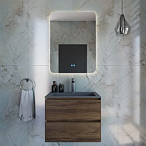 Тумба с раковиной Vincea Luka 60 VMC-2L600CO/VCB-13600G тёмный дуб/раковина серая для ванной в интернет-магазине Sanbest