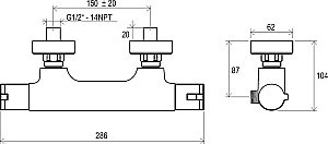 Смеситель для душа Ravak TE 032.00/150 термостатический купить в интернет-магазине сантехники Sanbest