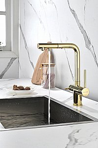 Смеситель для кухни Paulmark Serpentine Se213222-G золото купить в интернет-магазине сантехники Sanbest