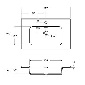 Тумба с раковиной из искусственного мрамора Cezares TIFFANY 75 Grigio Nuvola для ванной в интернет-магазине Sanbest