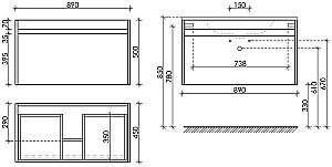 Тумба с раковиной Sancos Smart SM90W белый глянец для ванной в интернет-магазине Sanbest