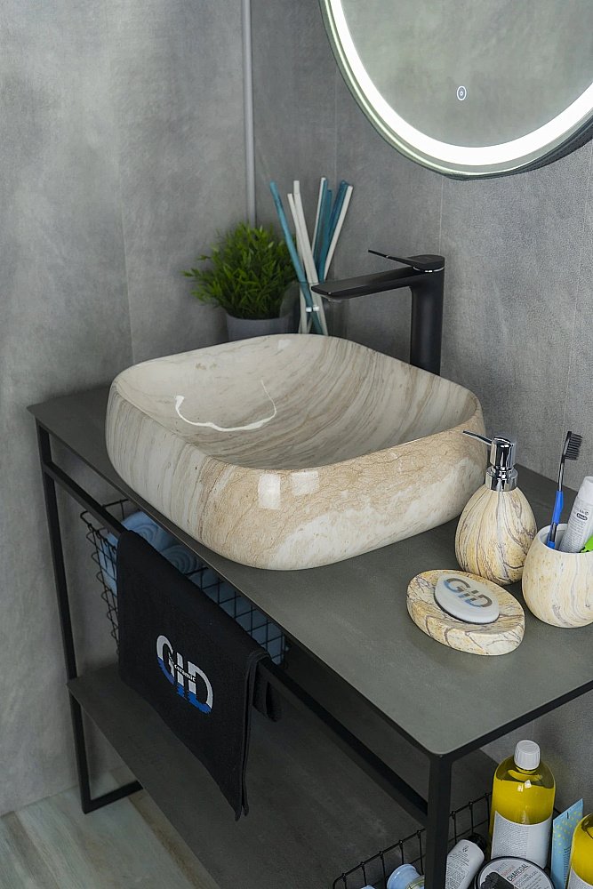 Раковина накладная Gid 45 Mnc554 54452 бежевый мрамор купить в интернет-магазине Sanbest