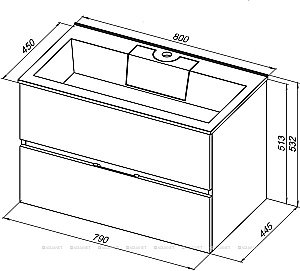 Тумба с раковиной Aquanet Алвита 215120 80 серый антрацит для ванной в интернет-магазине Sanbest