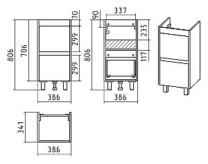 Тумба с раковиной Misty Алиса - 40 Э-Али01040-0112Я белая для ванной в интернет-магазине Sanbest
