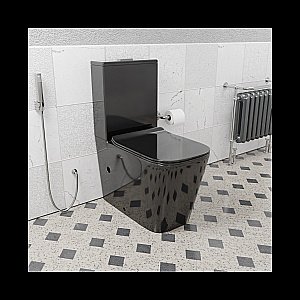 Унитаз напольный Ceramalux NS-2170-18 черный, безободковый, с бачком, с крышкой микролифт купить в интернет-магазине Sanbest