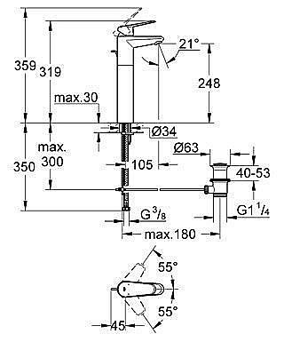 Смеситель для раковины Grohe Eurodisc Cosmopolitan 23055 002 купить в интернет-магазине сантехники Sanbest