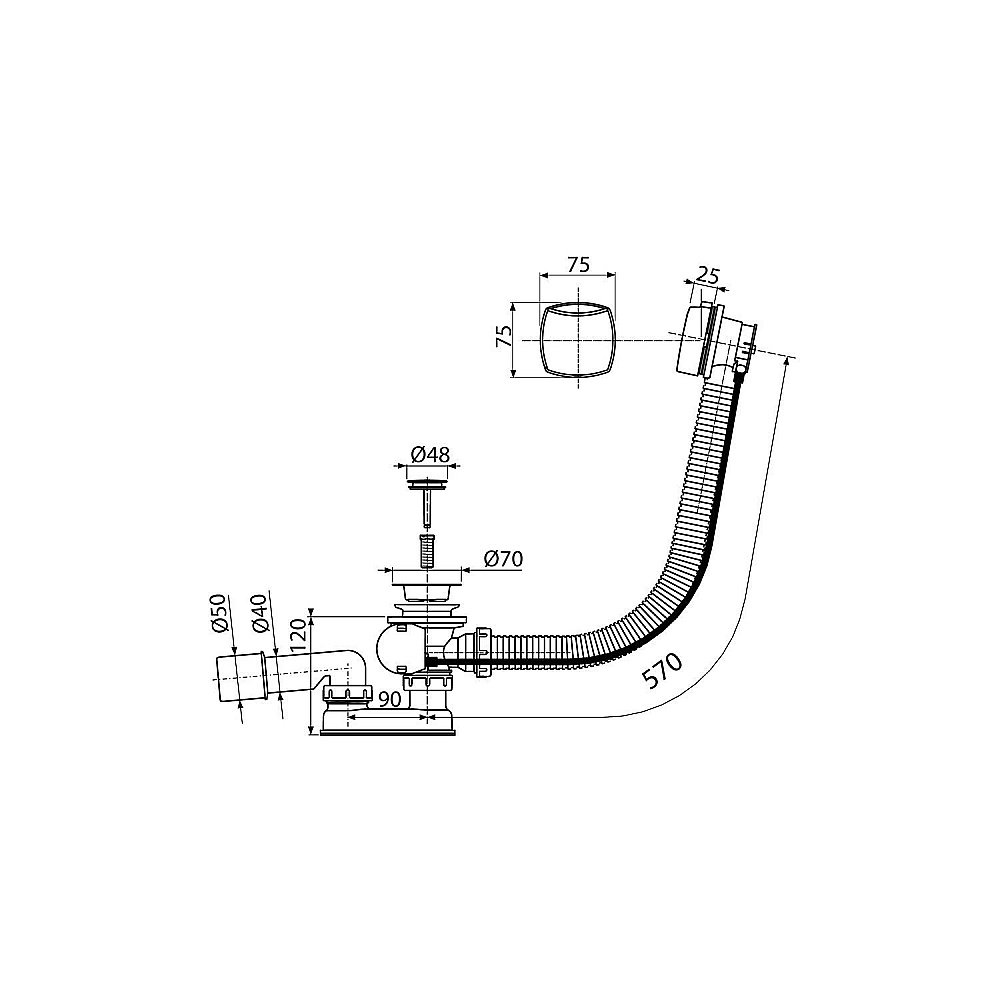 Слив-перелив для ванны Koller Pool B70CLPA хром купить в интернет-магазине сантехники Sanbest