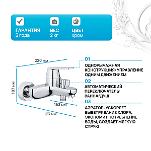 Смеситель для ванны Grohe Eurosmart Cosmopolitan 32831000 хром купить в интернет-магазине сантехники Sanbest