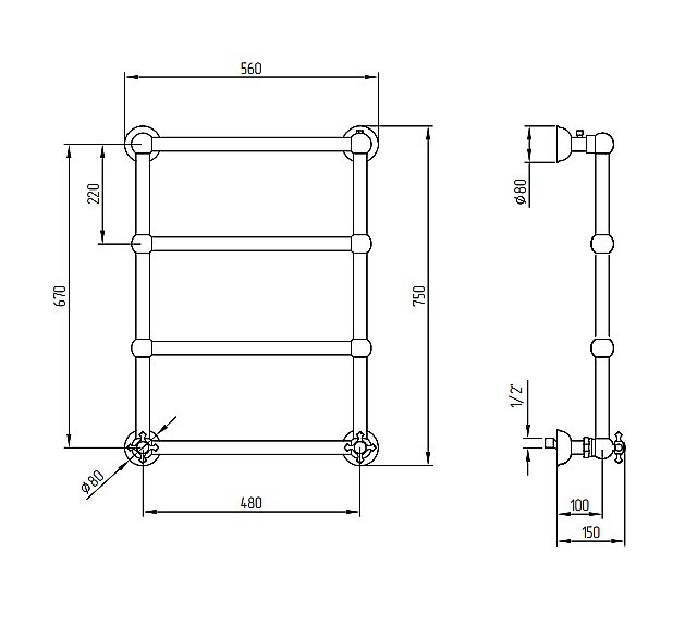 Полотенцесушитель водяной Migliore Colosseum ML.CLS-HY.400 золото купить в интернет-магазине сантехники Sanbest
