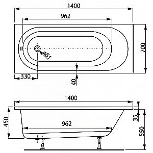 Акриловая ванна Vagnerplast Kasandra 140x70 VPBA147KAS2X-04 белая купить в интернет-магазине Sanbest