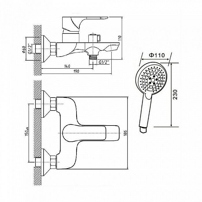 Смеситель для ванны Orange Aristo M19-300w купить в интернет-магазине сантехники Sanbest