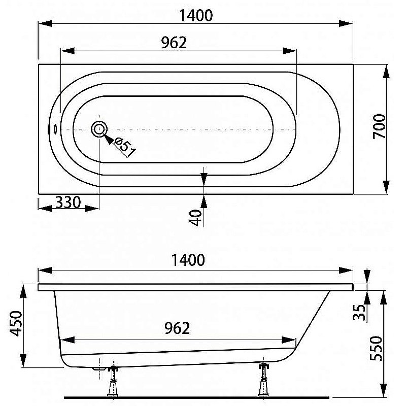 Акриловая ванна Vagnerplast Kasandra 140x70 VPBA147KAS2X-04 белая купить в интернет-магазине Sanbest