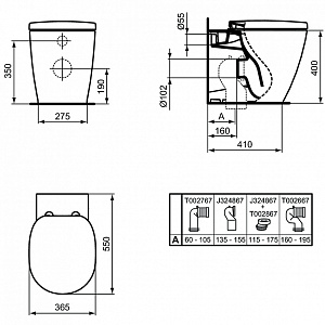 Унитаз приставной Ideal Standard Connect E052401 белый, безободковый купить в интернет-магазине Sanbest