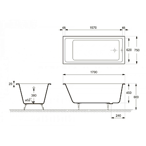 Ванна чугунная Delice Level Elite DLR230602R-AS 170х75 купить в интернет-магазине Sanbest