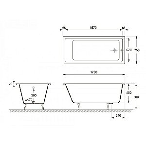 Ванна чугунная Delice Level Elite DLR230602R-AS 170х75 белая купить в интернет-магазине Sanbest