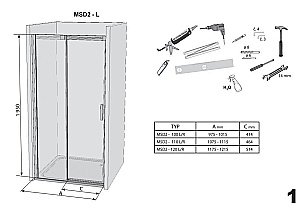 Душевая дверь Ravak Matrix MSD2 100 блестящая купить в интернет-магазине Sanbest