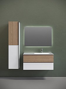 Тумба с раковиной Sancos DELTA DL100RW + CN7015 100 дуб светлый/белый для ванной в интернет-магазине Sanbest