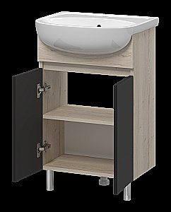 Тумба с раковиной Misty Поло - 50 О-Пол07060-0142ДП светлое дерево/графит для ванной в интернет-магазине Sanbest