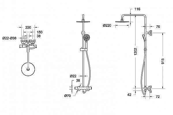Душевая система Bravat Waterfall F939114BM-A2-RUS черная купить в интернет-магазине сантехники Sanbest