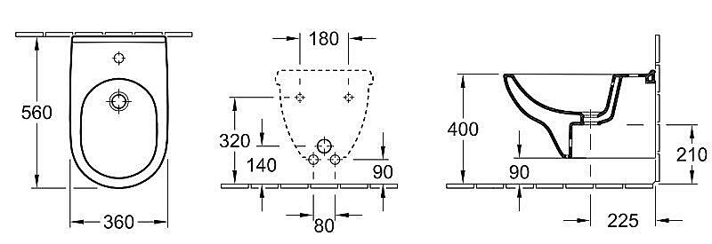 Биде подвесное Villeroy&Boch O'Novo 54600001 альпийский белый купить в интернет-магазине Sanbest