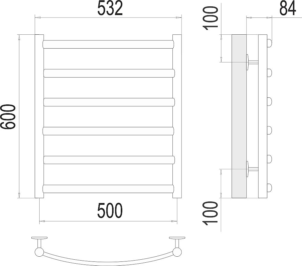 Полотенцесушитель водяной Terminus Атланта+ П6 500х600 купить в интернет-магазине сантехники Sanbest