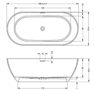 Ванна отдельностоящая Riho BILBAO 170x80 anthracite matt купить в интернет-магазине Sanbest