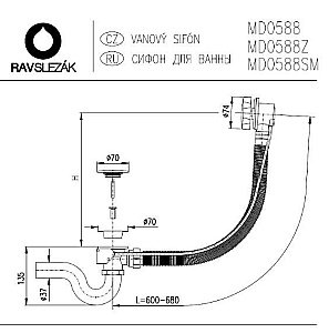 Слив-перелив для ванны Rav-Slezak MD0588PSM купить в интернет-магазине сантехники Sanbest