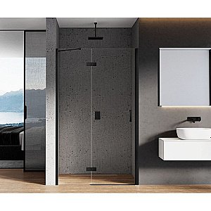 Душевая дверь NEW TRENDY NEW RENOMA BLACK D-0195A/D-0196A 90 стекло прозрачное/профиль черный купить в интернет-магазине Sanbest