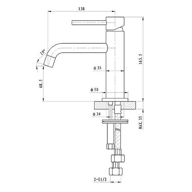 Смеситель для раковины Caprigo Don 53-022-BRG золото матовое купить в интернет-магазине сантехники Sanbest