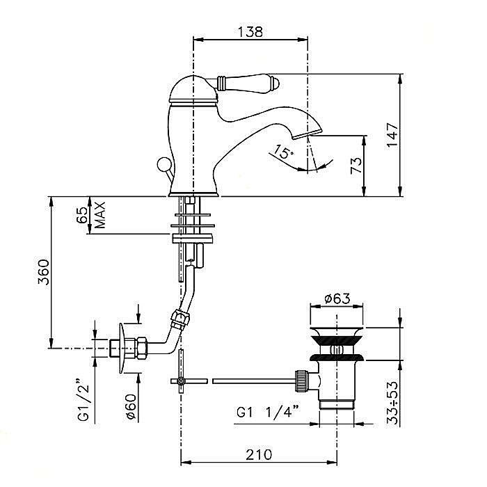 Смеситель для раковины Nicolazzi Petit Mont Blanc 3402BZ76 бронза купить в интернет-магазине сантехники Sanbest