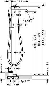 Смеситель для ванны Hansgrohe Metris 31471000 купить в интернет-магазине сантехники Sanbest