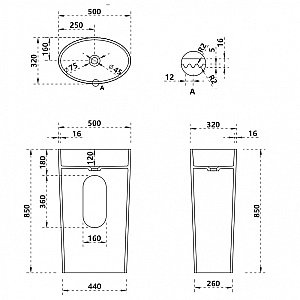 Раковина ABBER Stein AS2504-H белая матовая купить в интернет-магазине Sanbest